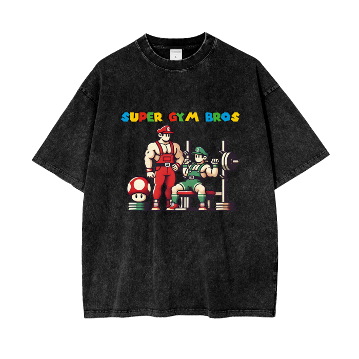 SUPER GYM BROS T Shirt Oversized Pump Cover Tee - GYMFY